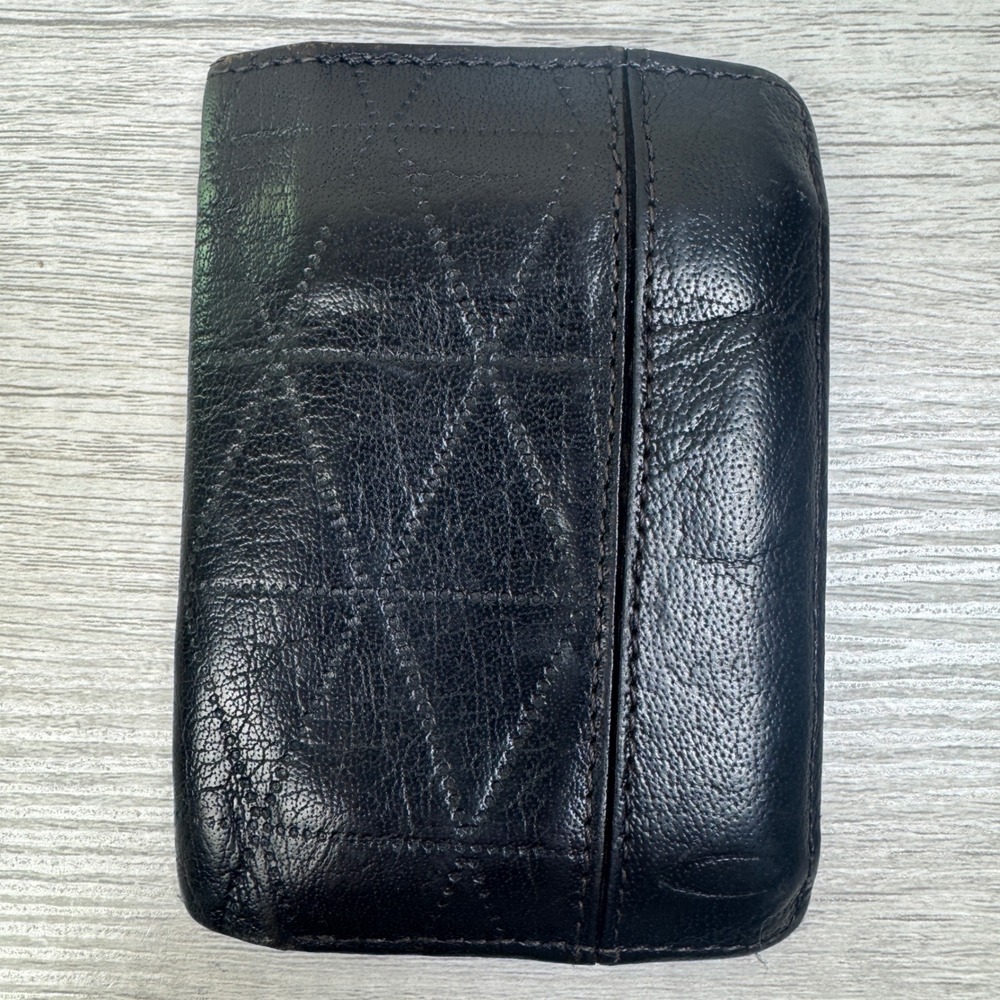 Oakley Vintage Bifold Leather Wallet‎ OS Slim Black Quilted Red Stitching Logo